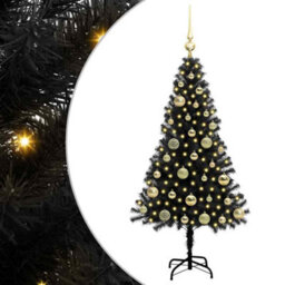 Vidaxl Christmas Tree With 150 Leds With Stand Black 120 Cm Pvc - thumbnail 2