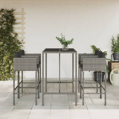 Berkfield 5 Piece Garden Bar Set With Cushions Grey Poly Rattan - image 1