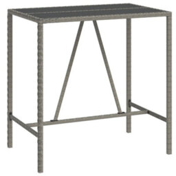 Berkfield 5 Piece Garden Bar Set With Cushions Grey Poly Rattan - thumbnail 7
