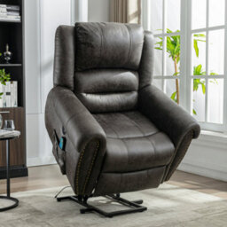 Btm Large Power Lift Recliner With Massage Heat For Elderly Heavy Duty Electric Faux Leather Usb Port Two Side Pockets - thumbnail 3