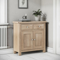 Farro Washed Oak Mini Sideboard Cabinet Fully Assembled - By Roseland Furniture - thumbnail 2