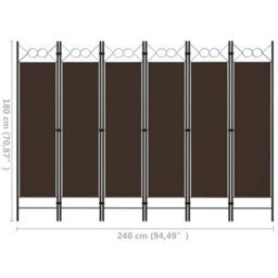 Vidaxl 6-Panel Room Divider Brown 240X180 Cm Room Dividers - thumbnail 6