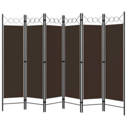 Vidaxl 6-Panel Room Divider Brown 240X180 Cm Room Dividers - thumbnail 2