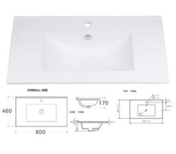 Impact Furniture Wall Hung Bathroom Cabinets Furniture Set Beige 800mm Vanity Sink Unit With Basin And Tallboy Fluted Cara - thumbnail 6