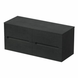 Affine 1200mm Black Vanity Unit Fluted Double Countertop Wall Hung No Basin Soft Close - thumbnail 4