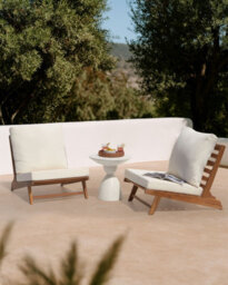 Beliani Set Of 2 Garden Chairs With Cushions Micciano Acacia Wood Off-White - thumbnail 2