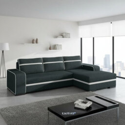 Corner Sofa Bed Finn With Storage Container Wooden Frame Sinuous Spring Wooden Legs 285X165X90Cm Graphite And White Right