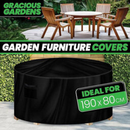 Gracious Gardens Round 190X80Cm Outdoor Patio Waterproof Garden Furniture Cover, Weatherproof Table & Chair Set Protector - thumbnail 2