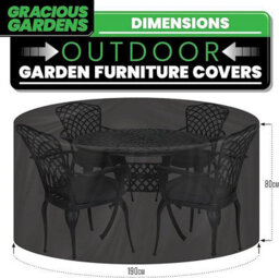 Gracious Gardens Round 190X80Cm Outdoor Patio Waterproof Garden Furniture Cover, Weatherproof Table & Chair Set Protector - thumbnail 5