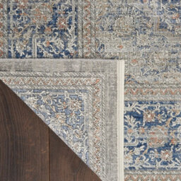 Blue Luxurious Traditional Easy To Clean Bordered Floral Dining Room Bedroom And Living Room Rug -160Cm X 221Cm - thumbnail 7