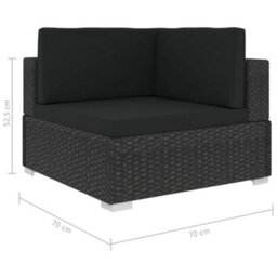 Walplus 6 Piece Garden Lounge Set With Cushions Poly Rattan Black - thumbnail 8