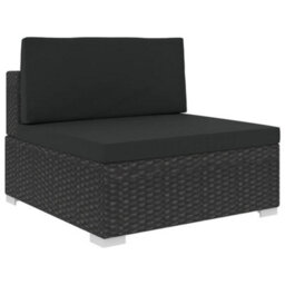 Walplus 6 Piece Garden Lounge Set With Cushions Poly Rattan Black - thumbnail 5