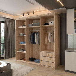 Sliding Wardrobes 4 u LTD Modern Mexico Sliding Wardrobe With Led Light & Trim Design Oak 200Cm - thumbnail 2