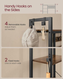 Songmics Vasagle Hall Tree With Bench And Shoe Storage, Hallway Coat Rack With Shoe Bench And 5 Storage Shelves, Vintage Brown Ink Black - thumbnail 6
