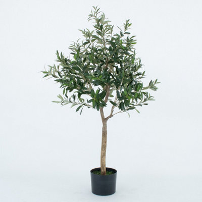 GreenBrokers Artificial Olive Tree With Real Wood Trunk, Premium Quality Natural Appearance, 4Ft/120 Cm - image 1