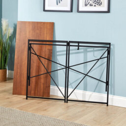Home Source Brampton Folding Dark Oak Compact Desk Storage Hook Wood And Metal Home Office Workstation - thumbnail 8