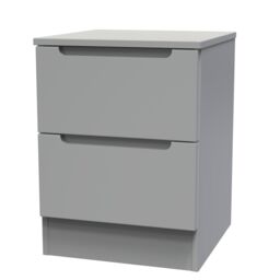 Messina Ready Assembled Matt Grey No Effect 2 Drawer Bedside Chest (H)495mm (W)370mm (D)390mm - thumbnail 2