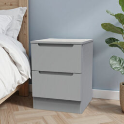 Messina Ready Assembled Matt Grey No Effect 2 Drawer Bedside Chest (H)495mm (W)370mm (D)390mm - thumbnail 1