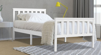 Save On Goods UK 3Ft Single White Painted Wood Wooden Bed Frame, Pine Wood Painted In White Bedstead - image 1