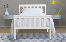 Save On Goods UK 3Ft Single White Painted Wood Wooden Bed Frame, Pine Wood Painted In White Bedstead - thumbnail 2