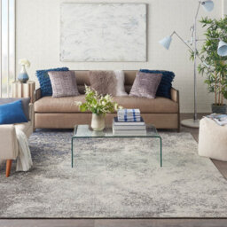 Charcoal Ivory Luxurious Modern Abstract Rug Easy To Clean Dining Room-201Cm X 290Cm - thumbnail 2