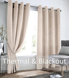 Luxury Living Velvet Blackout Ring Top Curtains Cream - thumbnail 2