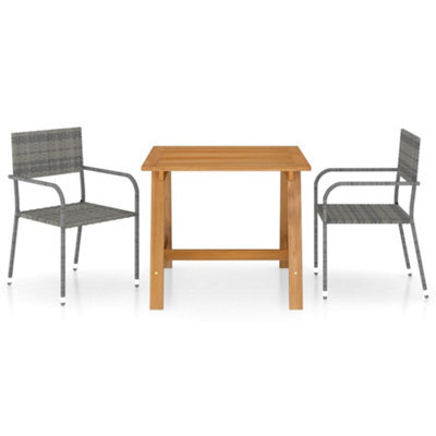 Walplus 3 Piece Garden Dining Set Grey - image 1