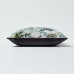 Homescapes Floral Butterfly Garden Grey Cushion 46 X 46 Cm - thumbnail 4
