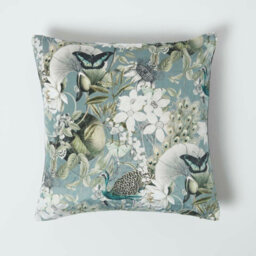 Homescapes Floral Butterfly Garden Grey Cushion 46 X 46 Cm - thumbnail 1