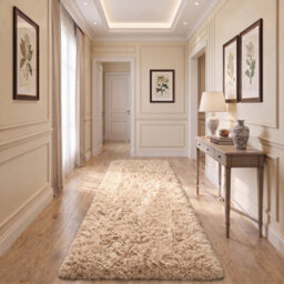Oxford Homeware Shaggy Rug Anti-Slip Washable Soft Fluffy Living Room And Bedroom Rug (Beige, 80X150Cm) - thumbnail 6
