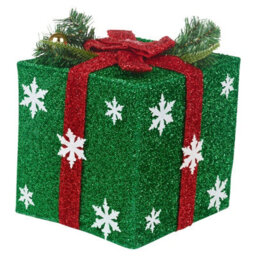 Urbn-Living Urbnliving Height 25Cm 3 Piece Green Light Up Led Gift Box Christmas Decorations Fireplace Display Xmas Decor - thumbnail 6