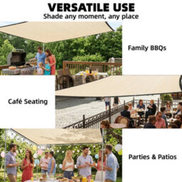Outsunny Sun Shade Sail With Uv Protection 3 X 3.6 M Beige - thumbnail 7