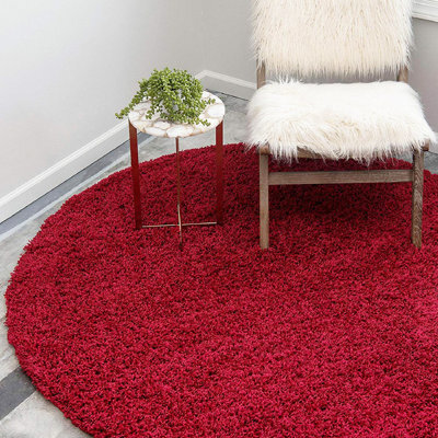 Bravich Red Thick Shaggy Circle Rug - California - 120Cm - image 1