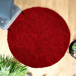 Bravich Red Thick Shaggy Circle Rug - California - 120Cm - thumbnail 4