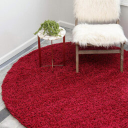 Bravich Red Thick Shaggy Circle Rug - California - 120Cm - thumbnail 1