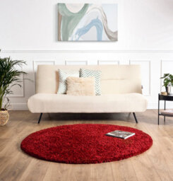 Bravich Red Thick Shaggy Circle Rug - California - 120Cm - thumbnail 3