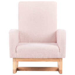 Wyld And Coco Luxenest Kids Rocking Chair Pastel Pink Bouclé High-Back With Armrests (W54 X D70 X H71Cm) - thumbnail 1