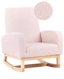 Wyld And Coco Luxenest Kids Rocking Chair Pastel Pink Bouclé High-Back With Armrests (W54 X D70 X H71Cm) - thumbnail 3