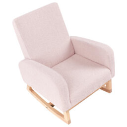 Wyld And Coco Luxenest Kids Rocking Chair Pastel Pink Bouclé High-Back With Armrests (W54 X D70 X H71Cm) - thumbnail 7