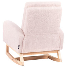 Wyld And Coco Luxenest Kids Rocking Chair Pastel Pink Bouclé High-Back With Armrests (W54 X D70 X H71Cm) - thumbnail 6