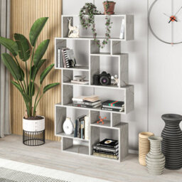 Decortie Karmato Modern Bookcase Display Unit With 10 Compartments Gold Marble Effect 168.5Cm Tall - thumbnail 3