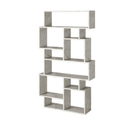 Decortie Karmato Modern Bookcase Display Unit With 10 Compartments Gold Marble Effect 168.5Cm Tall - thumbnail 2