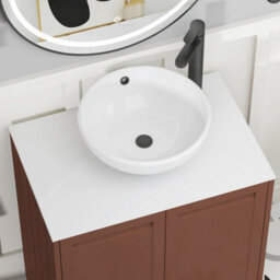 Royal Bathrooms Royal Bathroom Elmore 700mm Terracotta Clay Freestanding Bathroom Vanity Unit 2 Drawer Plain White Worktop With Breeze Basin - thumbnail 4