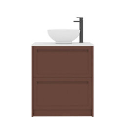 Royal Bathrooms Royal Bathroom Elmore 700mm Terracotta Clay Freestanding Bathroom Vanity Unit 2 Drawer Plain White Worktop With Breeze Basin - thumbnail 7