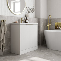 Affine Fluted 800mm Bathroom Vanity Unit Basin Floorstanding Cupboard Soft Close White - thumbnail 2