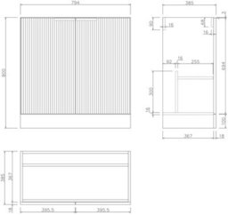 Affine Fluted 800mm Bathroom Vanity Unit Basin Floorstanding Cupboard Soft Close White - thumbnail 7