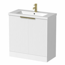 Affine Fluted 800mm Bathroom Vanity Unit Basin Floorstanding Cupboard Soft Close White - thumbnail 4