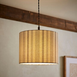 Valuelights Hallie Natural Linen Stripe Small Drum Ceiling Lamp Shade And Bulb (D)26Cm - thumbnail 1