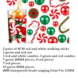 Amorly Christmas Candy Cane  Pearl Ornament , Red Green Diy Christmas Decor Kit For Floating Candle Table Holiday Decorations - thumbnail 5