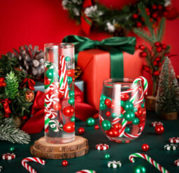 Amorly Christmas Candy Cane  Pearl Ornament , Red Green Diy Christmas Decor Kit For Floating Candle Table Holiday Decorations - thumbnail 4